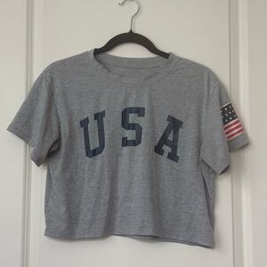 Gray USA Graphic Crop Top